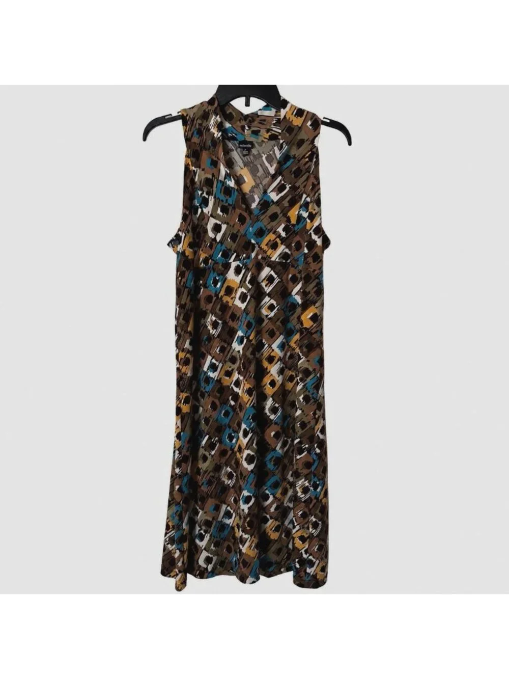 Rafaella Women Sleeveless Abstract Print Knee Length Dress Size L